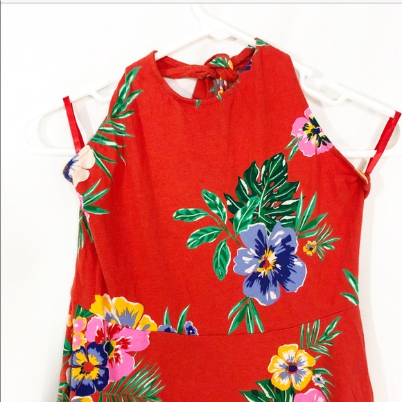 RED OLD NAVY TROPICAL HALTER DRESS - Picture 2 of 4